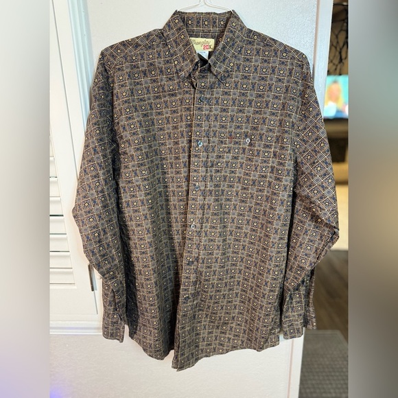 Wrangler Men's Brown Western  Button Down Shirt - Picture 1 of 5